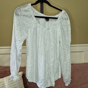Sanctuary White Eyelet Long Sleeve Blouse
